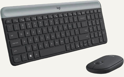 Logitech wireless keyboard and mouse set on a white background